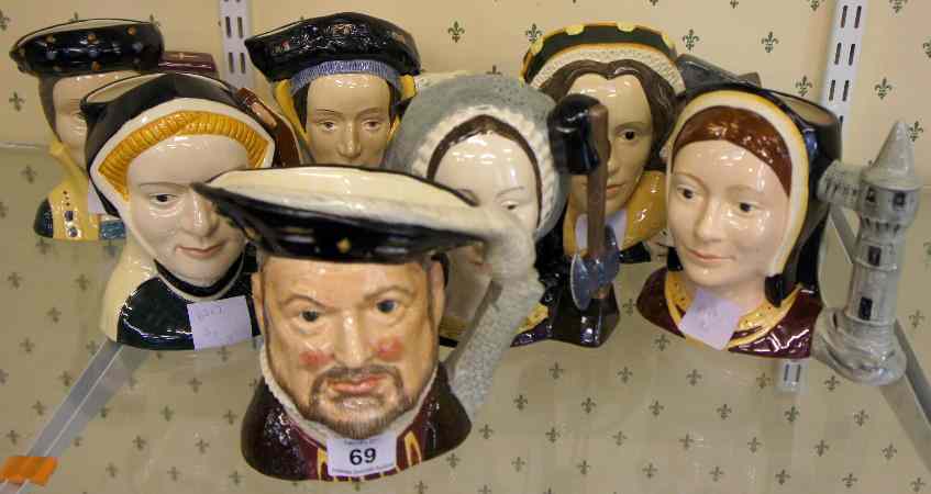 Appraisal: Royal Doulton Set of Large Character Jugs Henry VIII comprising