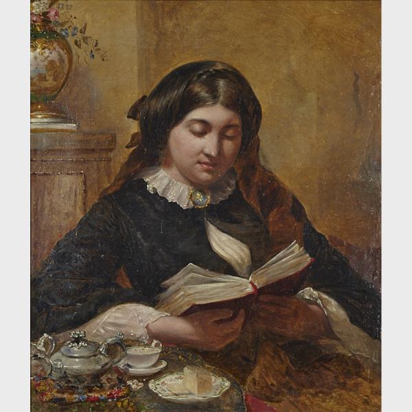 Appraisal: William Powell Frith - WOMAN READING AT TEA TIME British