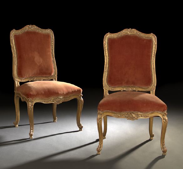 Appraisal: Pair of Louis XV-Style Polychromed Sidechairs late th century each