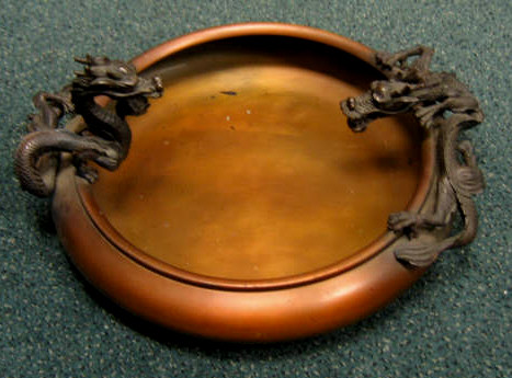 Appraisal: JAPANESE BRONZE CENTERPIECE BOWL Round low bowl with applied full