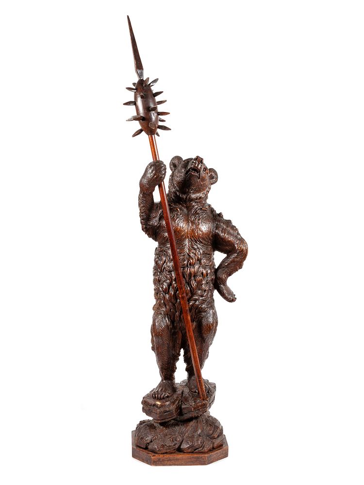 Appraisal: A Black Forest Carved Wood Bear Figure with a Halberd