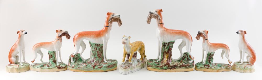 Appraisal: SEVEN STAFFORDSHIRE ANIMAL FIGURES LATE TH EARLY TH CENTURY HEIGHTS