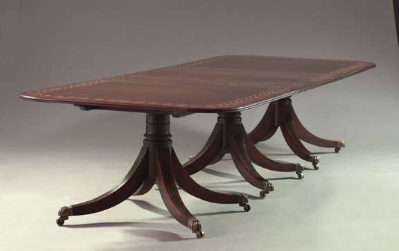 Appraisal: Monumental George III-Style Mahogany Dining Table the rounded rectangular top