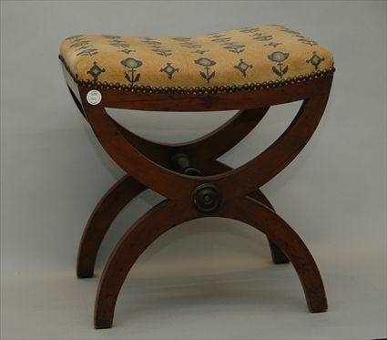 Appraisal: Neoclassical-Style Mahogany Curule Stool