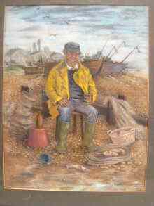 Appraisal: A pastel of a fisherman with his catch signed bottom