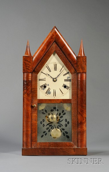 Appraisal: Mahogany Steeple Clock by Chauncey Jerome New Haven Connecticut painted