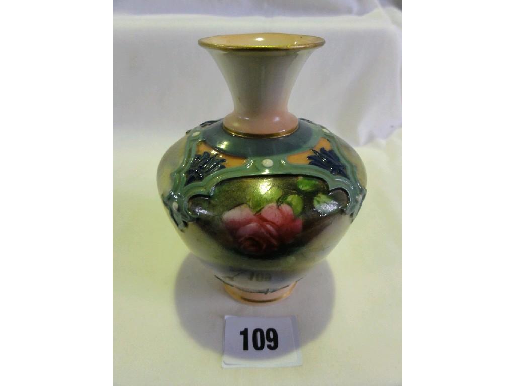 Appraisal: A Hadley Royal Worcester vase with painted pink and yellow