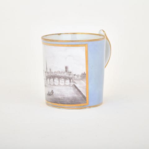 Appraisal: Chamberlain s Worcester Topographical Mug c painted en grisaille with