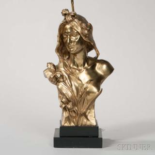 Appraisal: After Gustavo Obiols Delgado Spanish - Gilt-bronze Bust of a