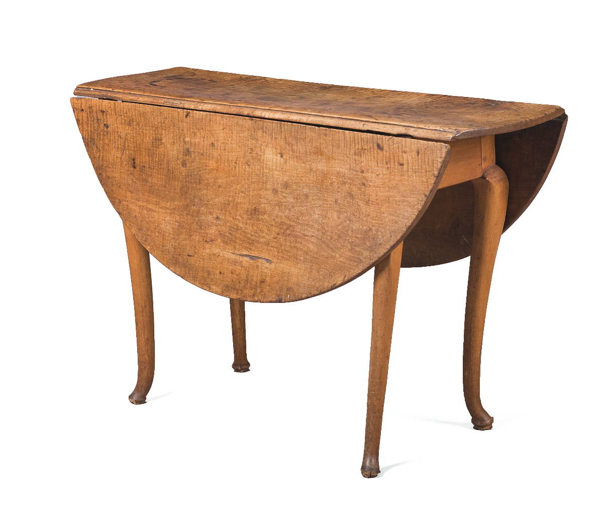 Appraisal: NEW ENGLAND QUEEN ANNE TIGER MAPLE DROP-LEAF TABLE OF DIMINUTIVE