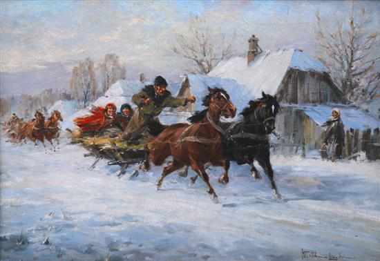 Appraisal: Wladyslaw T Chmielinski Polish - The Sleigh Race oil on