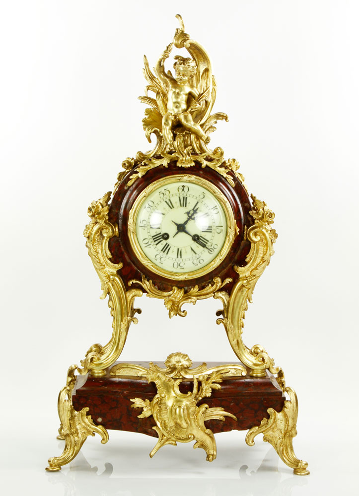 Appraisal: - th C French Marble Clock th century French clock