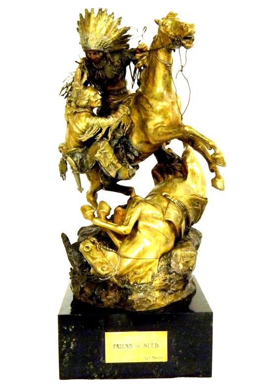 Appraisal: Carl Kauba Austrian American - bronze sculpture titled ''Friend in