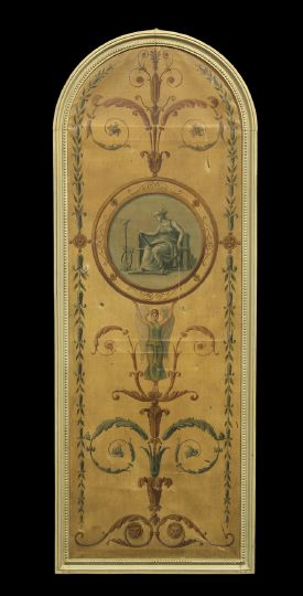 Appraisal: Louis XVI-Style Painted Canvas Panel mid- th century of arched