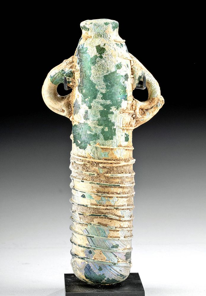 Appraisal: Eastern Roman Glass Unguentarium w Trailed Decorations Originally Listed At