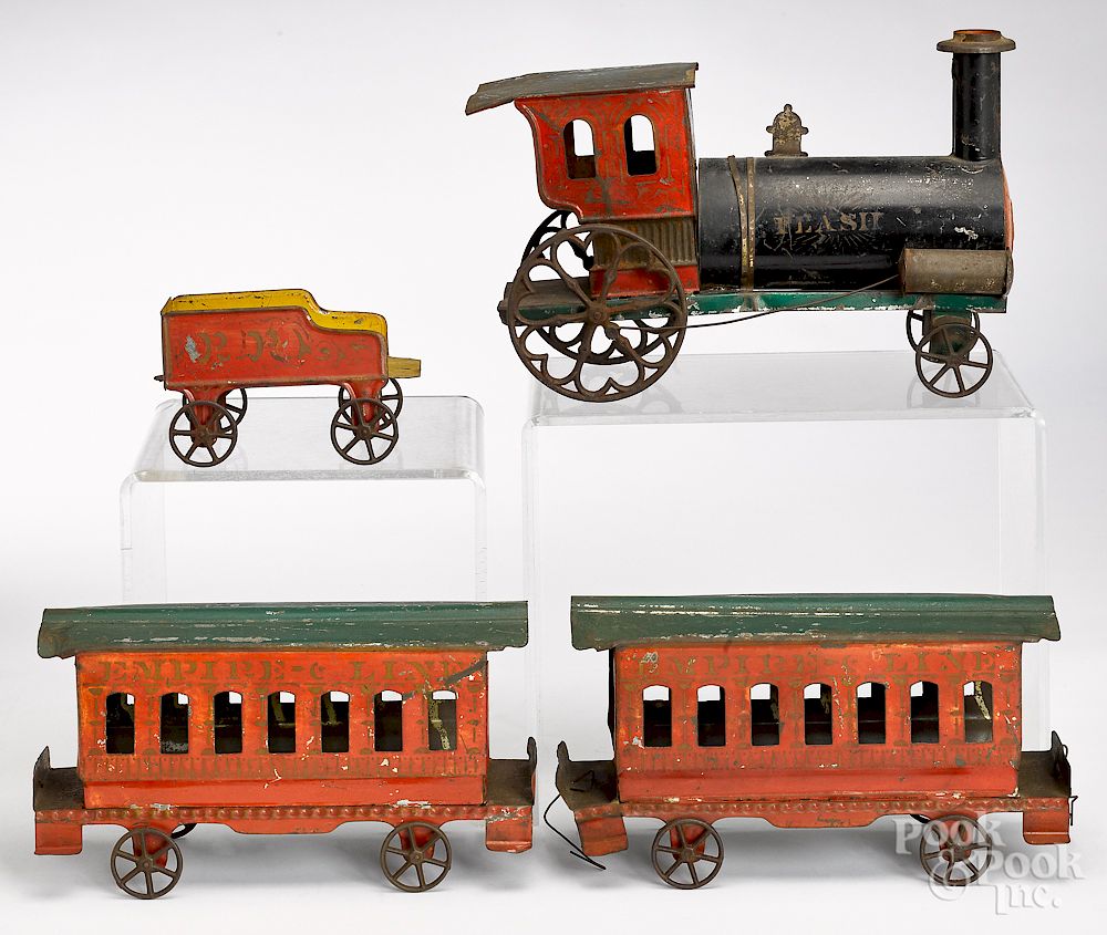 Appraisal: Fallows painted American tin Flash train set Fallows painted American