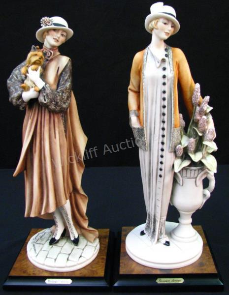 Appraisal: Two Giuseppe Armani Porcelain Figures one depicting woman holding dog