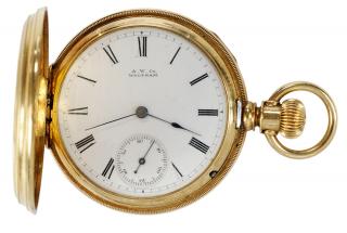 Appraisal: kt Waltham Pocket Watch hunting case embellished with blue enamel