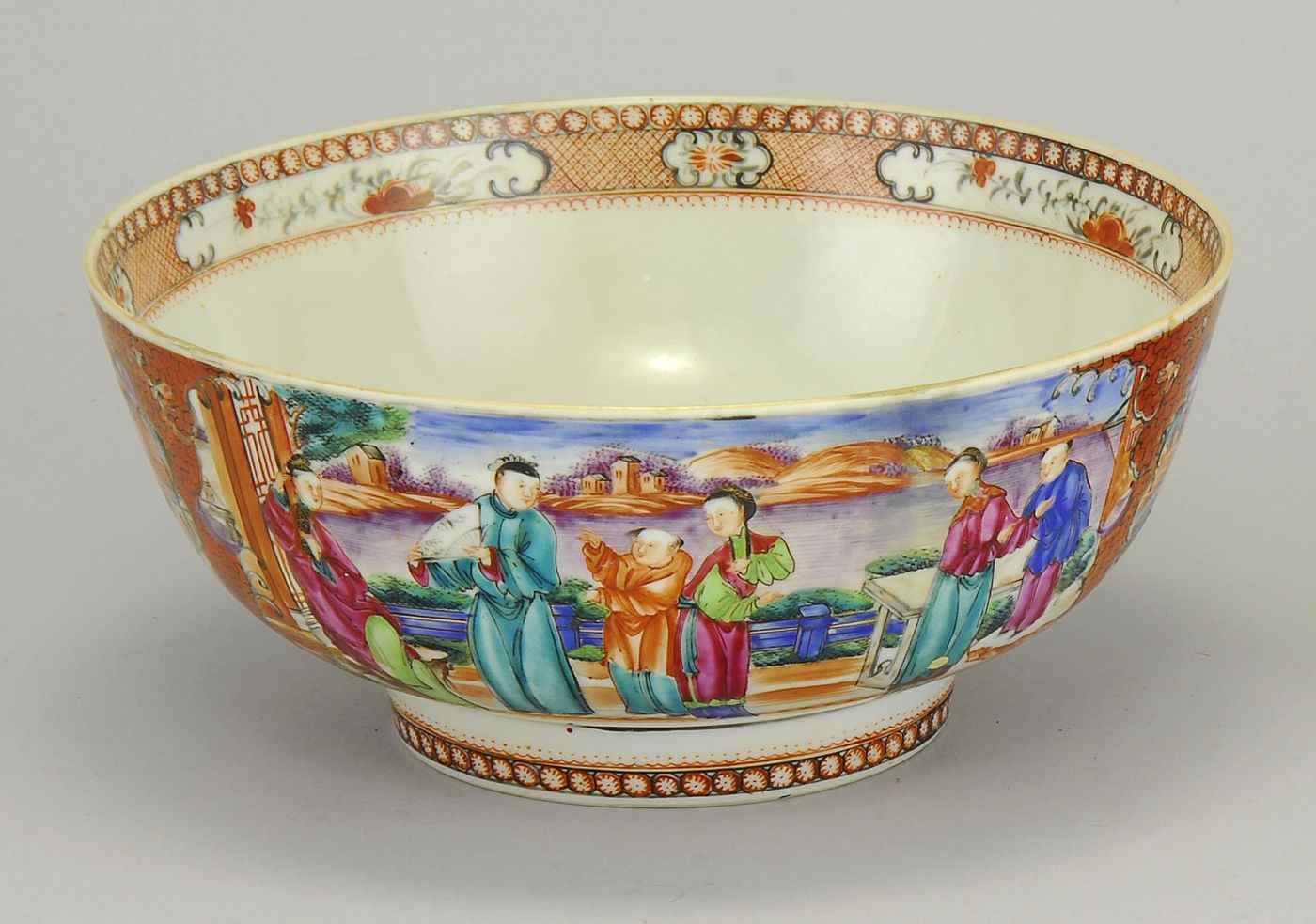 Appraisal: CHINESE EXPORT MANDARIN PALETTE PUNCH BOWLLast Part of the th