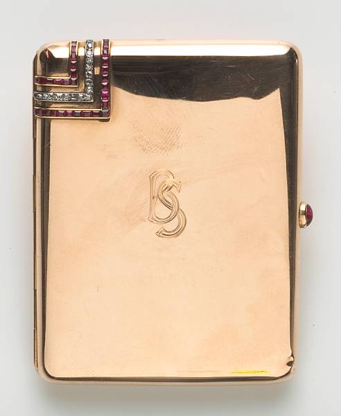 Appraisal: A ruby diamond and fourteen karat rose gold cigarette case