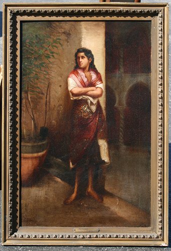 Appraisal: th C O C PAINTING OF MOORISH GIRL ''Rejected'' ''