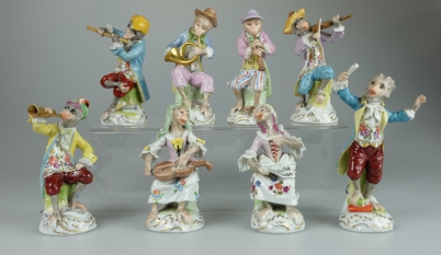 Appraisal: A collection of Dresden Porcelain figures of various Monkey Musicians