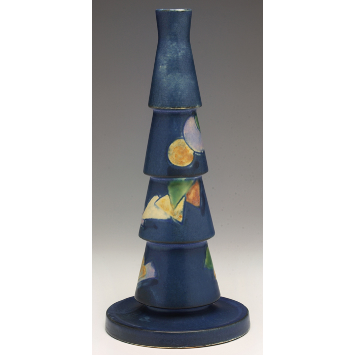 Appraisal: Unusual Roseville Futura bud vase stepped shape in blue with