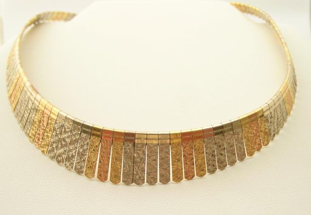 Appraisal: K tri-color gold collar necklace