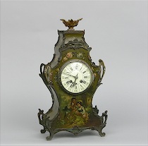 Appraisal: French Hand-painted Mantle Clock ca early mid th Century Rococo-style