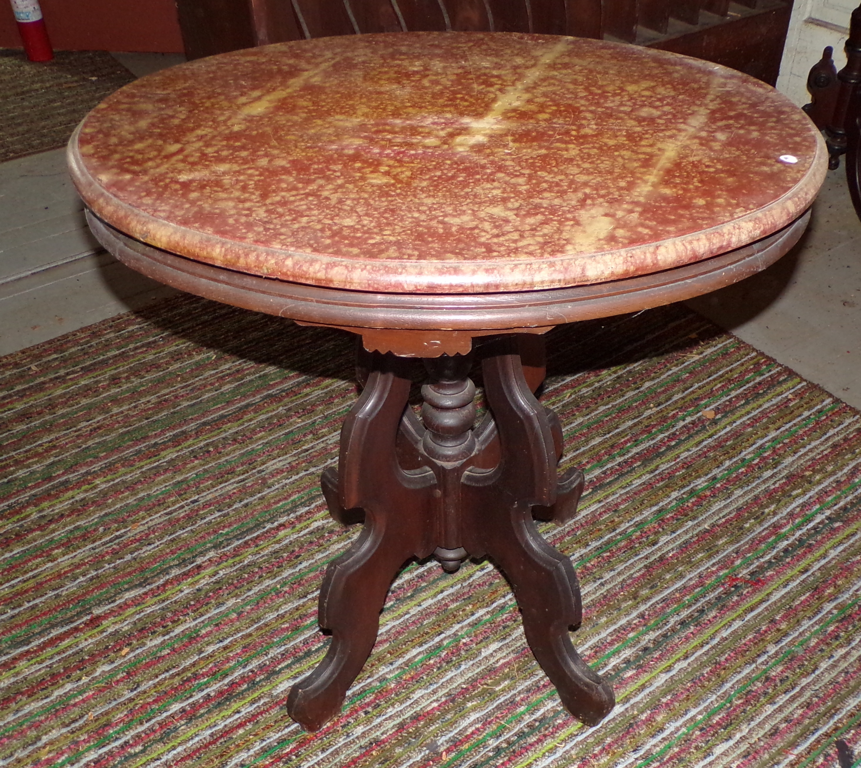 Appraisal: Round occasional table with faux painted marble top x x