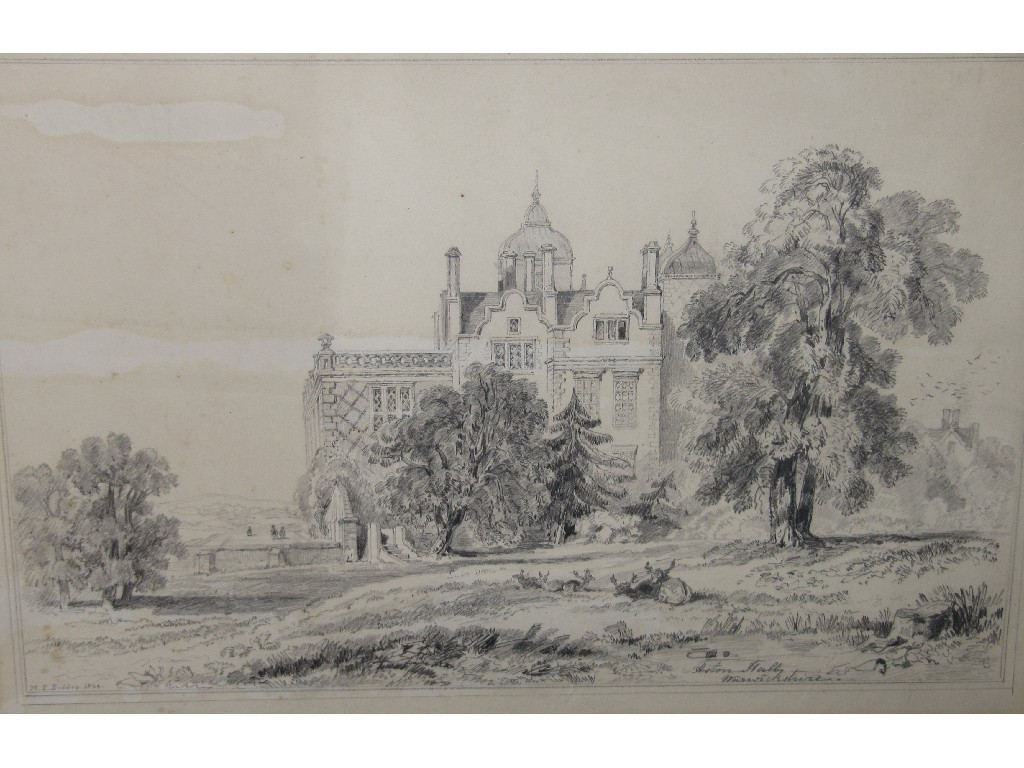 Appraisal: M E BEDDOE Pencil drawing 'Aston Hall Warwickshire' signed and