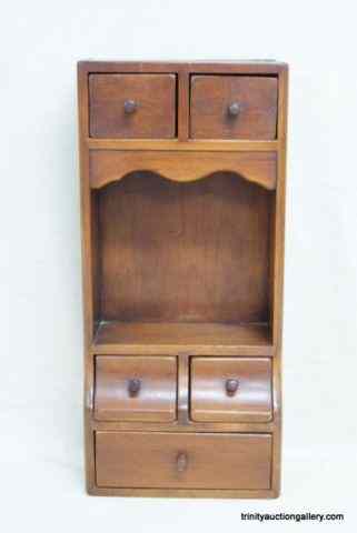 Appraisal: Vintage Solid Wood Wall Mount Spice CabinetHas pull out drawers