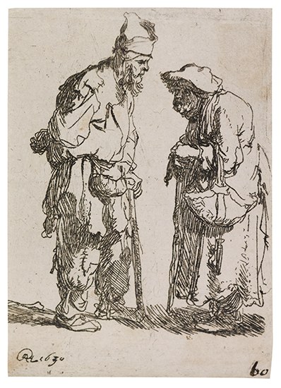 Appraisal: REMBRANDT VAN RIJN Beggar Man and a Beggar Woman Conversing