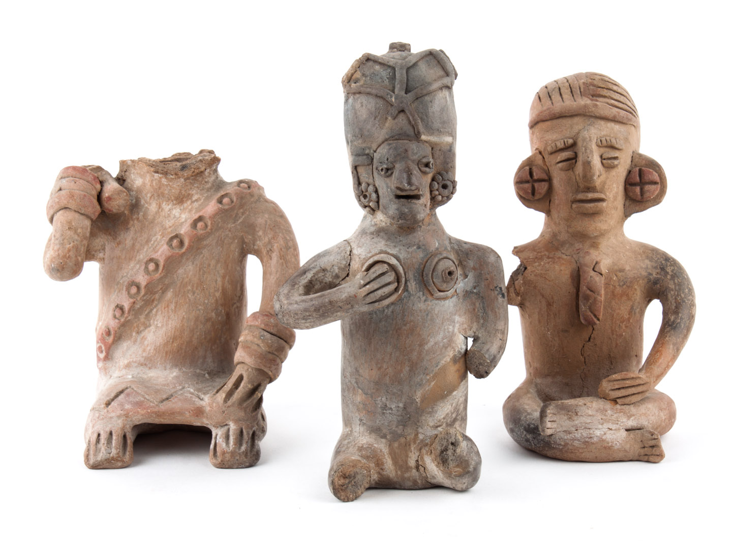 Appraisal: Six Pre-Columbian earthenware figures representing various cultures including Veracruz and