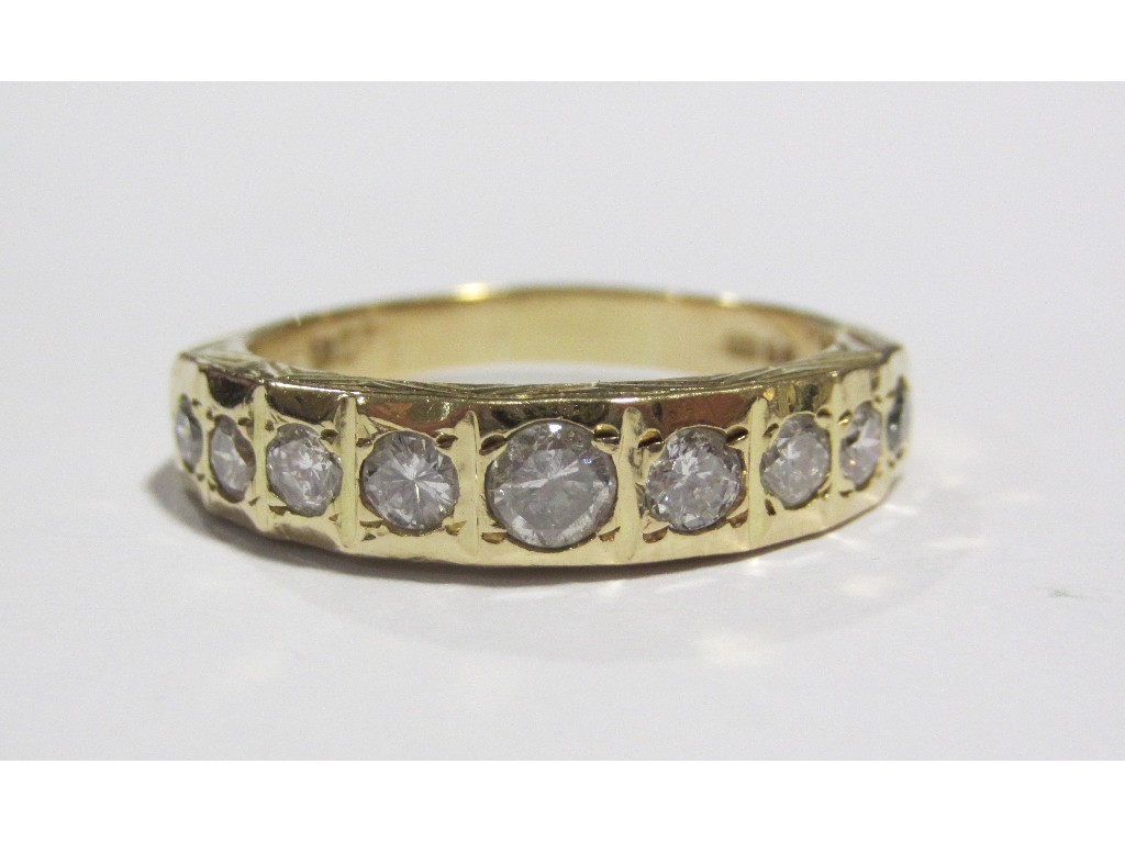 Appraisal: An ct gold nine stone diamond half hoop ring with