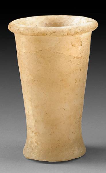 Appraisal: A Greco-Roman alabaster beaker Of tapering cylindrical form with everted