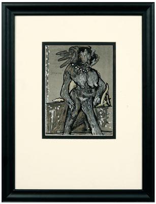 Appraisal: Francis Newton Souza drawing India - nude with necklace signed