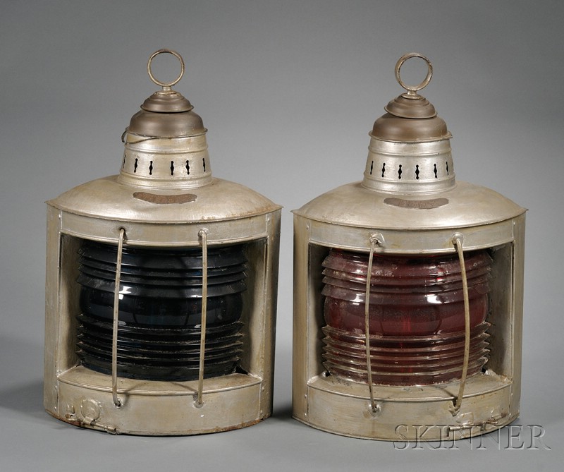 Appraisal: Pair of Running Lights from the Three-masted Schooner Indora F