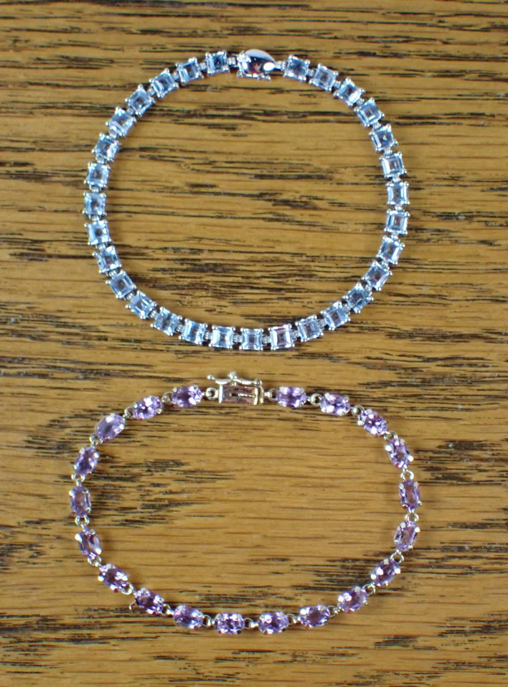 Appraisal: TWO COLOR GEMSTONE TENNIS BRACELETS including a - k white