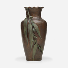 Appraisal: Hans Jauchen for Olde Copper Shop TALL VASE WITH EUCALYPTUS