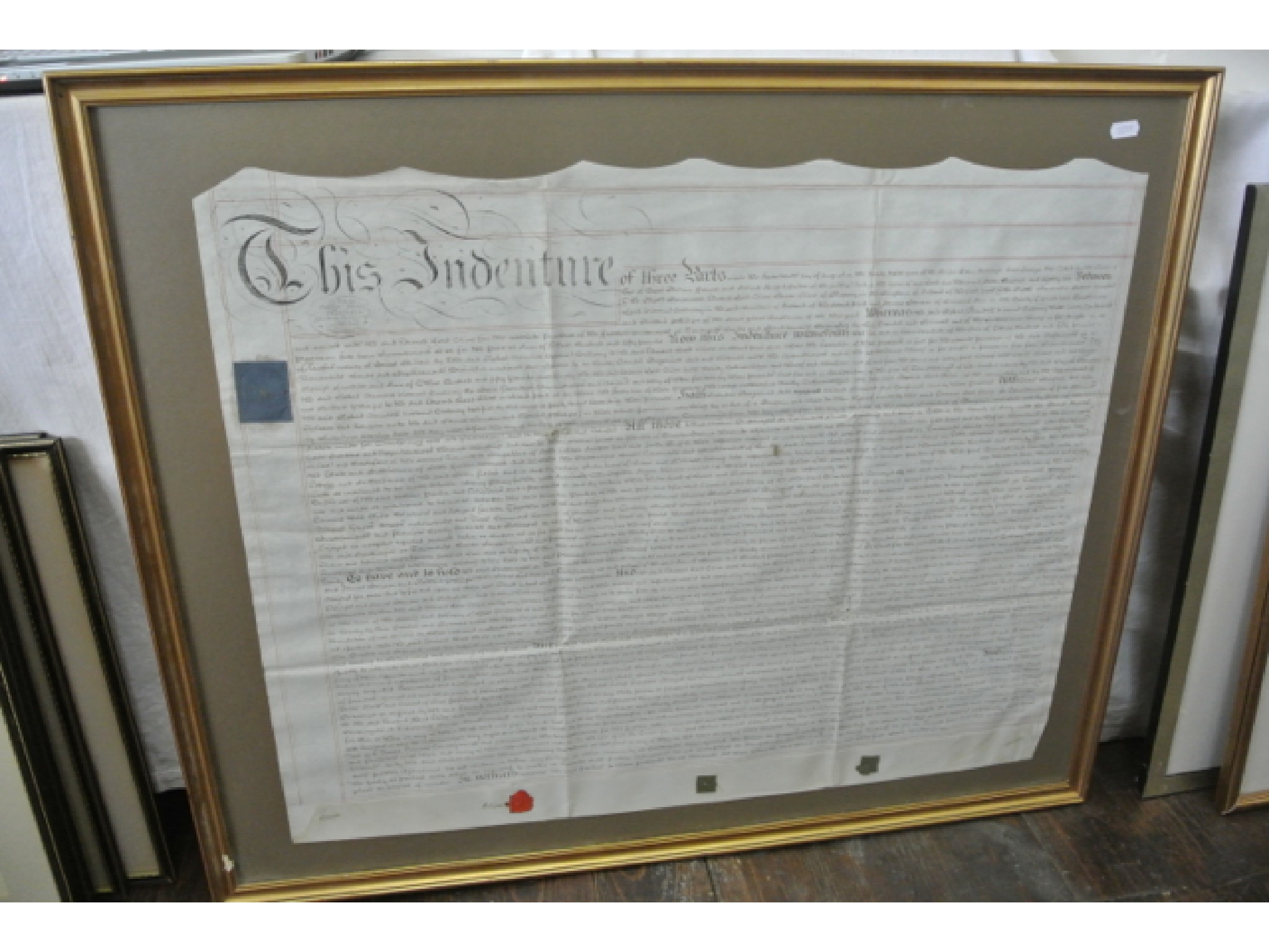 Appraisal: A late th century indenture dated between Edward Lord Baron