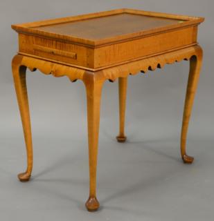 Appraisal: Eldred Wheeler tiger maple Queen Anne style tea table ht