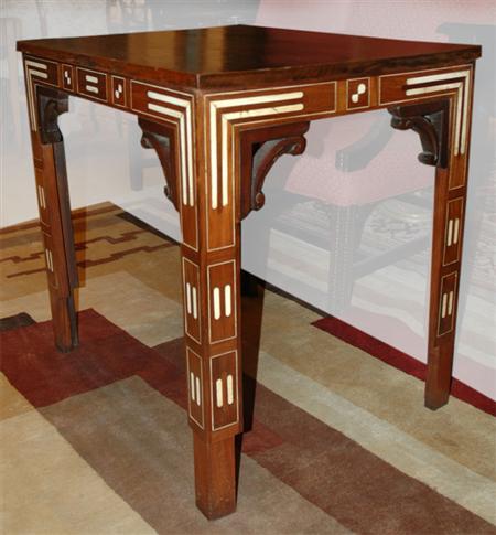 Appraisal: Bone Inlaid Mahogany Side Table Estimate nbsp nbsp nbsp -