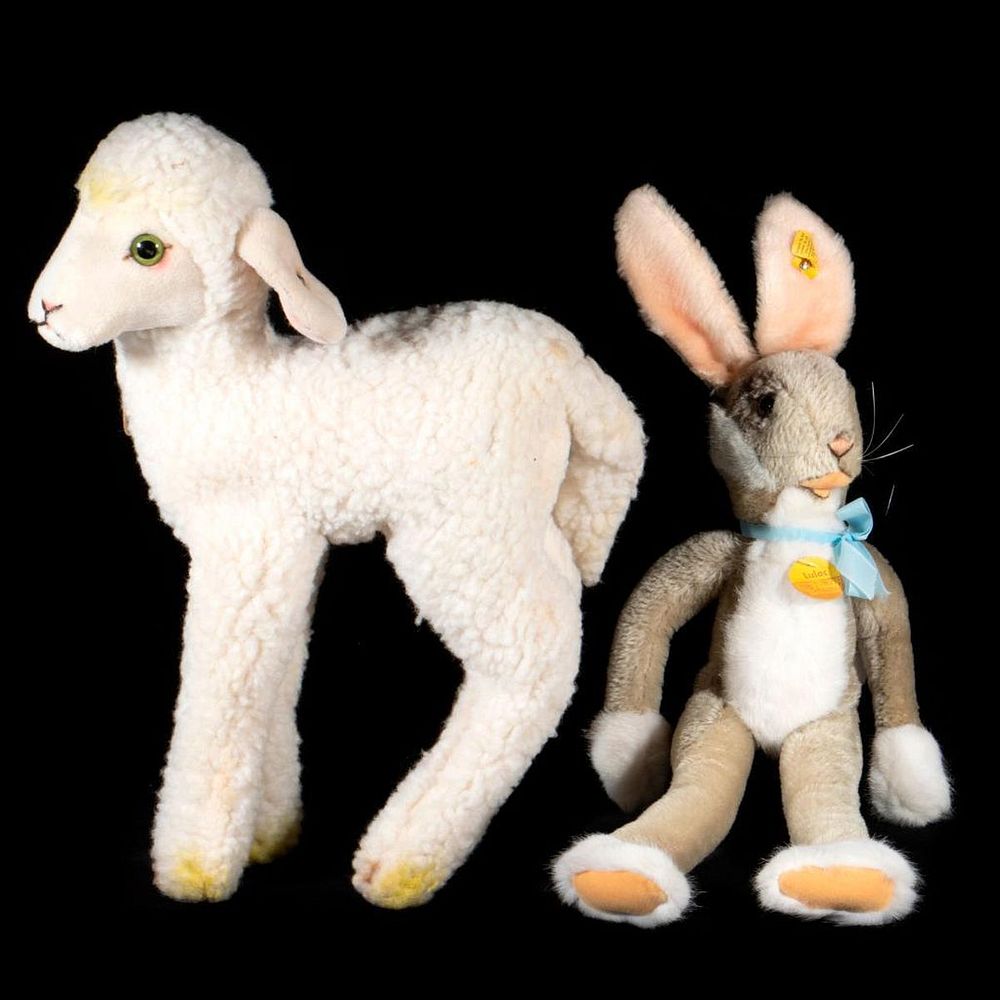 Appraisal: Vintage Steiff Rabbit and Lamb Lot of Larger vintage Steiff