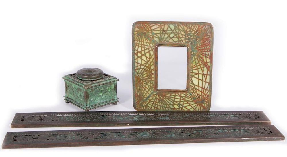 Appraisal: Tiffany Studios Partial Desk Set Grapevine Tiffany Studios partial Desk