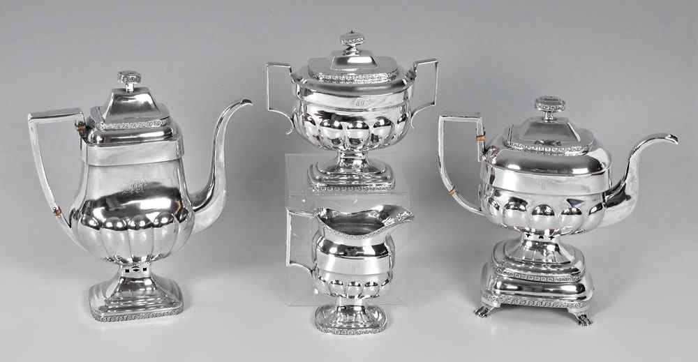 Appraisal: A GOOD ASSEMBLED EARLY AMERICAN COIN SILVER TEA SERVICE Late