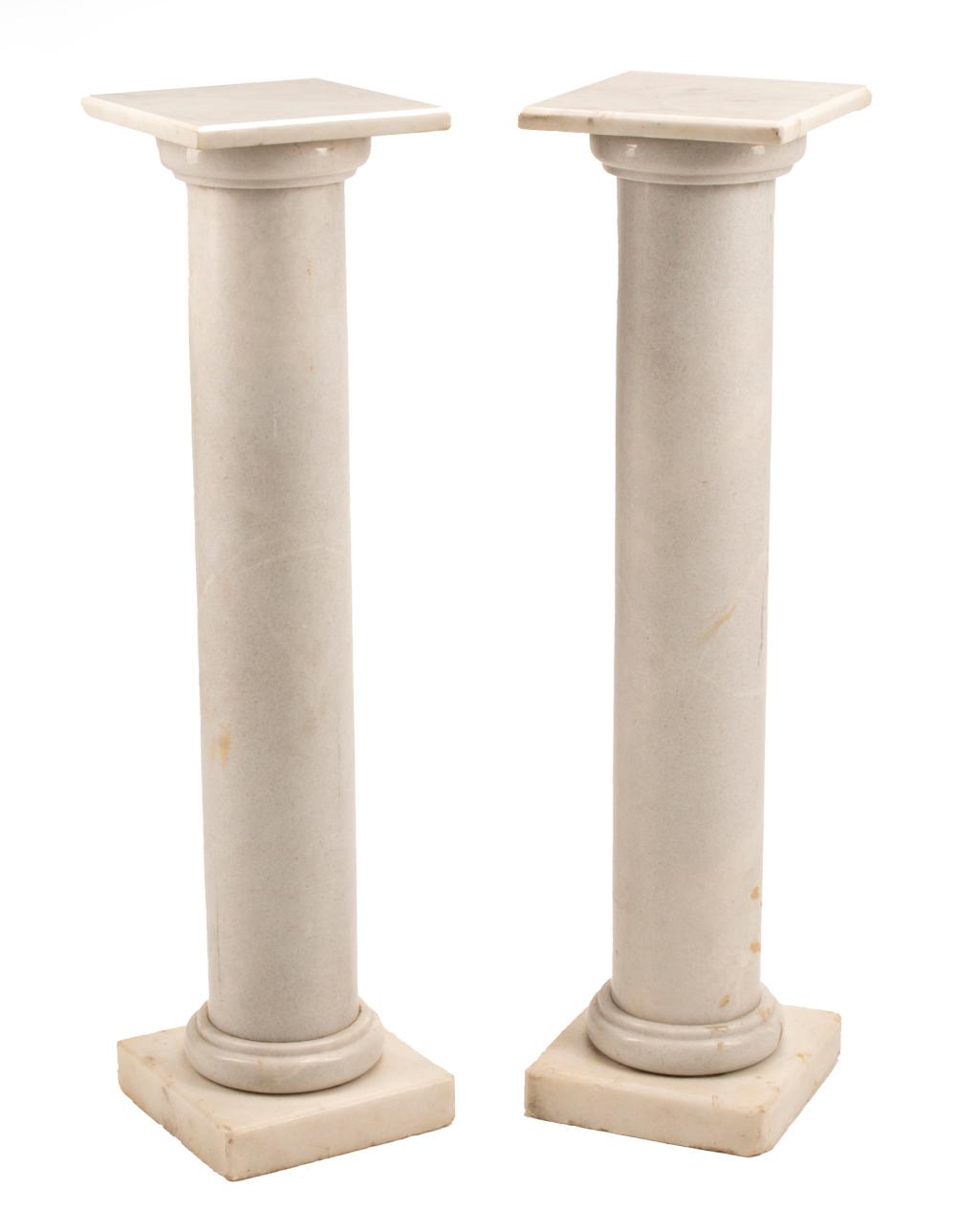 Appraisal: Pair of Continental Carrara Marble Pedestals h in w in