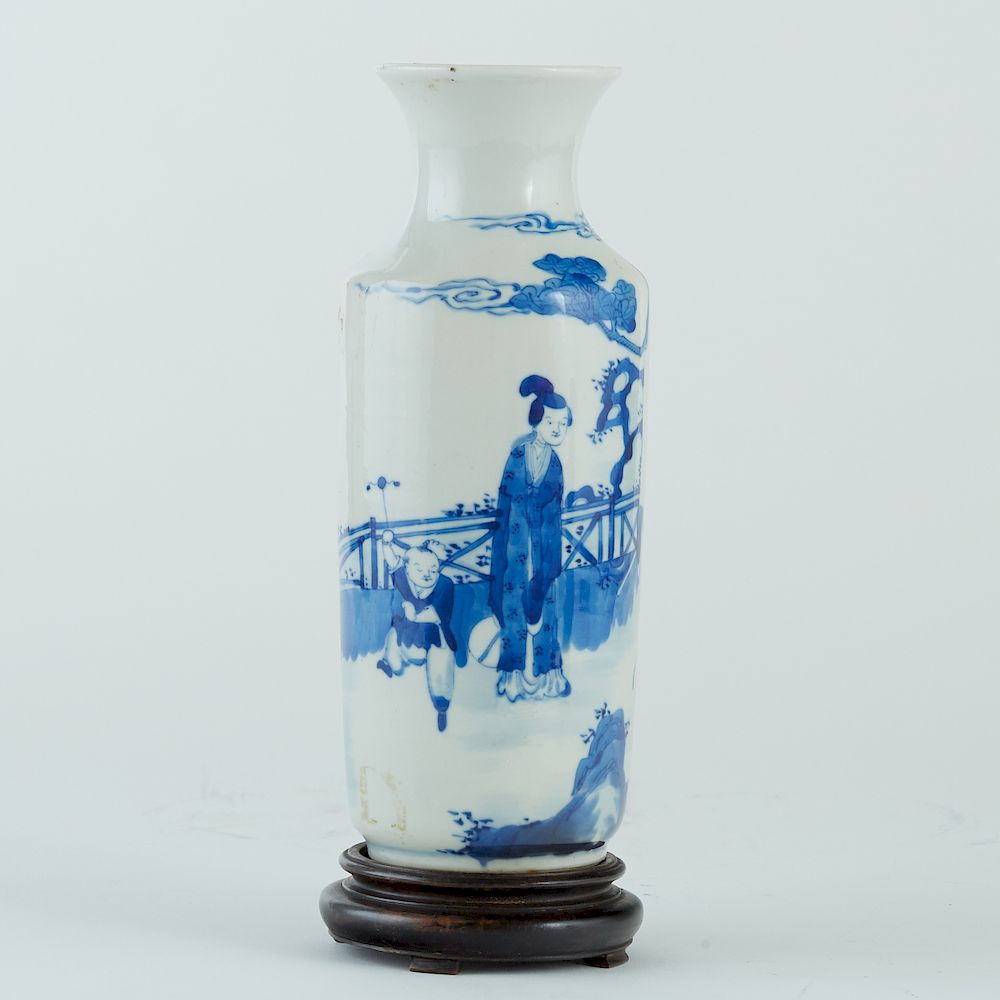 Appraisal: Chinese Porcelain Kangxi Style Blue and White Vase Chinese Republic