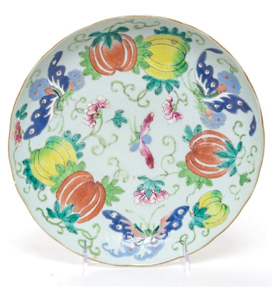 Appraisal: Sale Lot A Famille Rose Porcelain Plate depicting melons Diameter