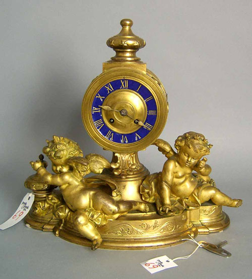 Appraisal: French Japy Freres gilt mantle clock th c stamped twice